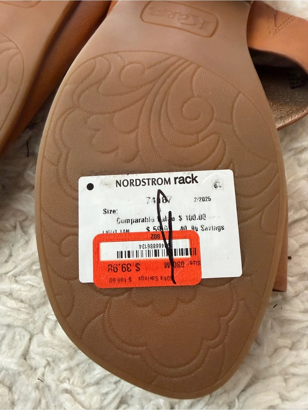 Tan Leather Cross-Strap Toe-Loop Sandals - Picture 7 of 8